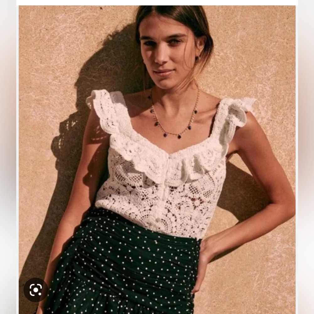 Sezane Cream Lace Blouse